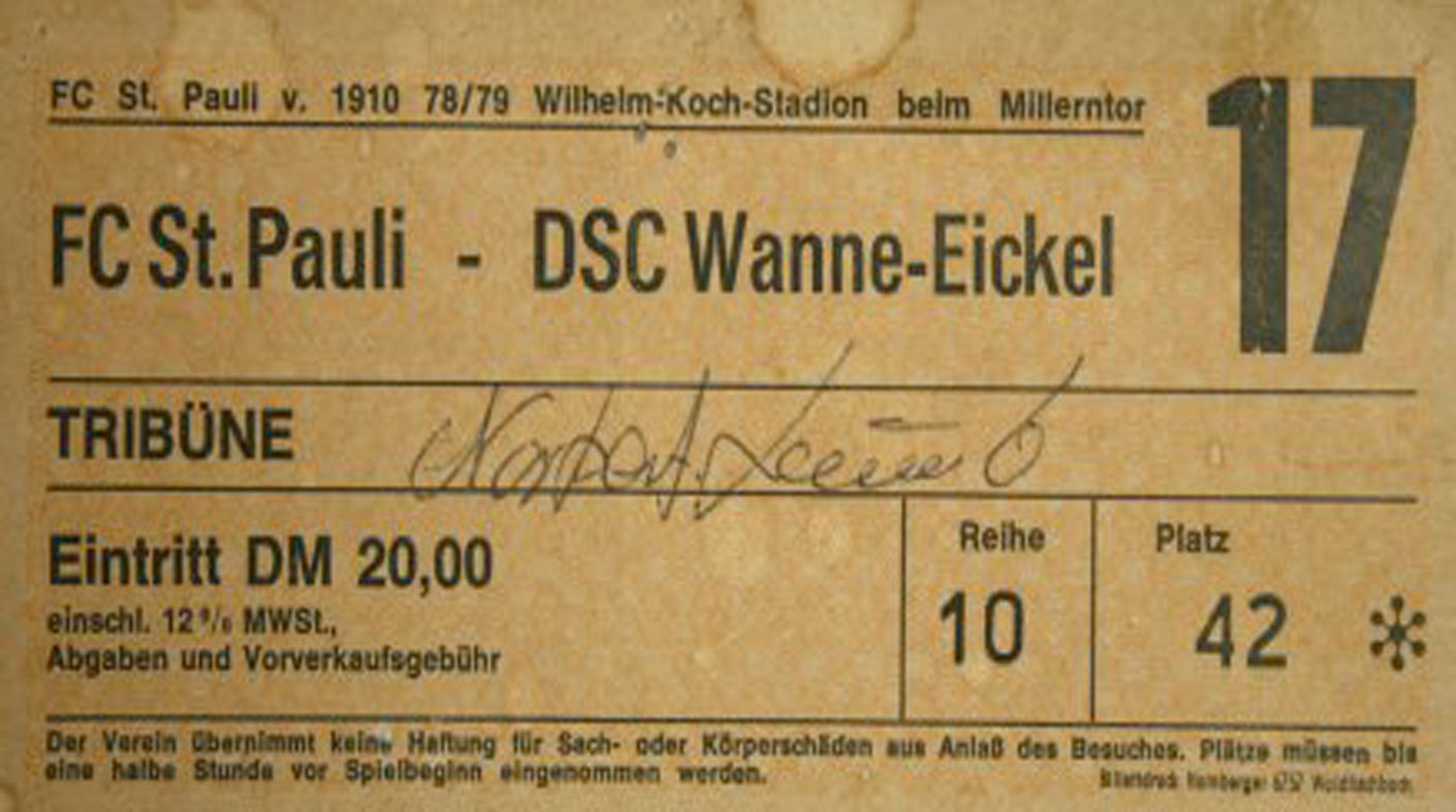 Eintrittskarte FC St. Pauli - DSC Wanne-Eickel Saison 1978-1979